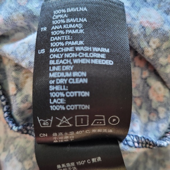 H&M Women's Blue Cotton Sweet Floral Printed Sleeveless Mini Dress Size Small - Picture 8 of 8